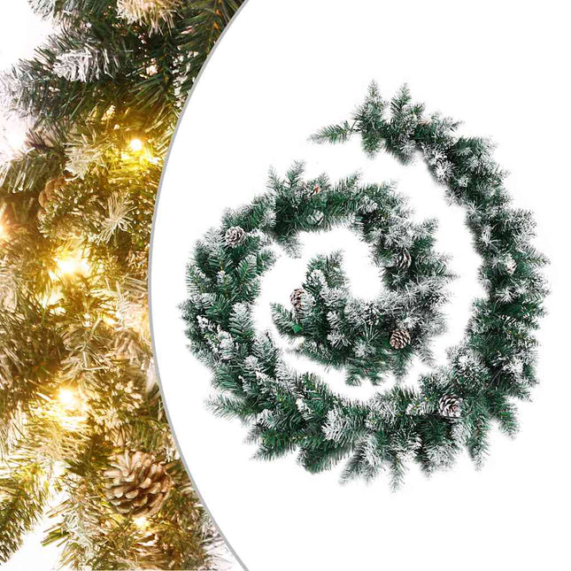 juleguirlande med LED-lys 5,2 m PVC grøn