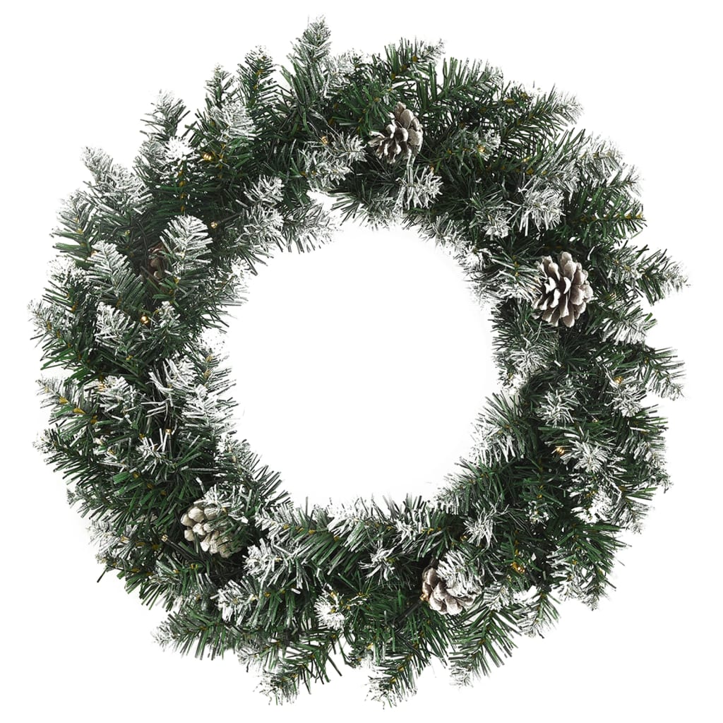 julekrans med LED-lys 60 cm PVC grøn