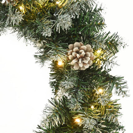 julekrans med LED-lys 60 cm PVC grøn