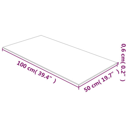 bordplade 50x100 cm hærdet glas transparent