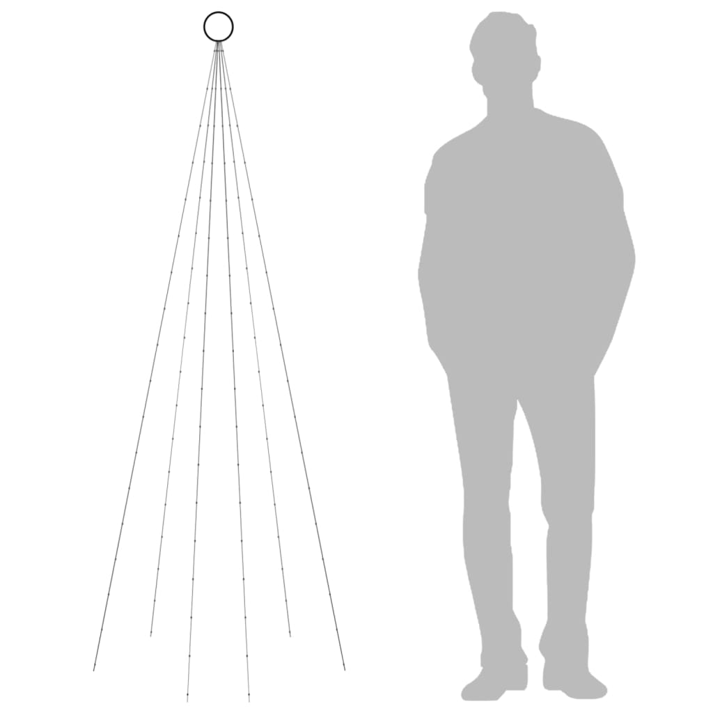 juletræ til flagstang 108 LED'er 180 cm koldt hvidt lys