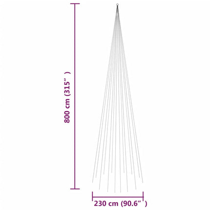 juletræ til flagstang 1134 LED'er 800 cm varmt hvidt lys