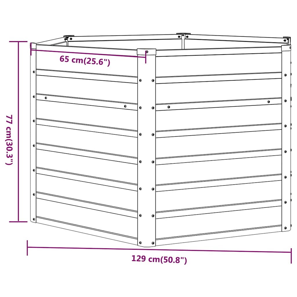 højbed 129x129x77 cm cortenstål rustfarvet