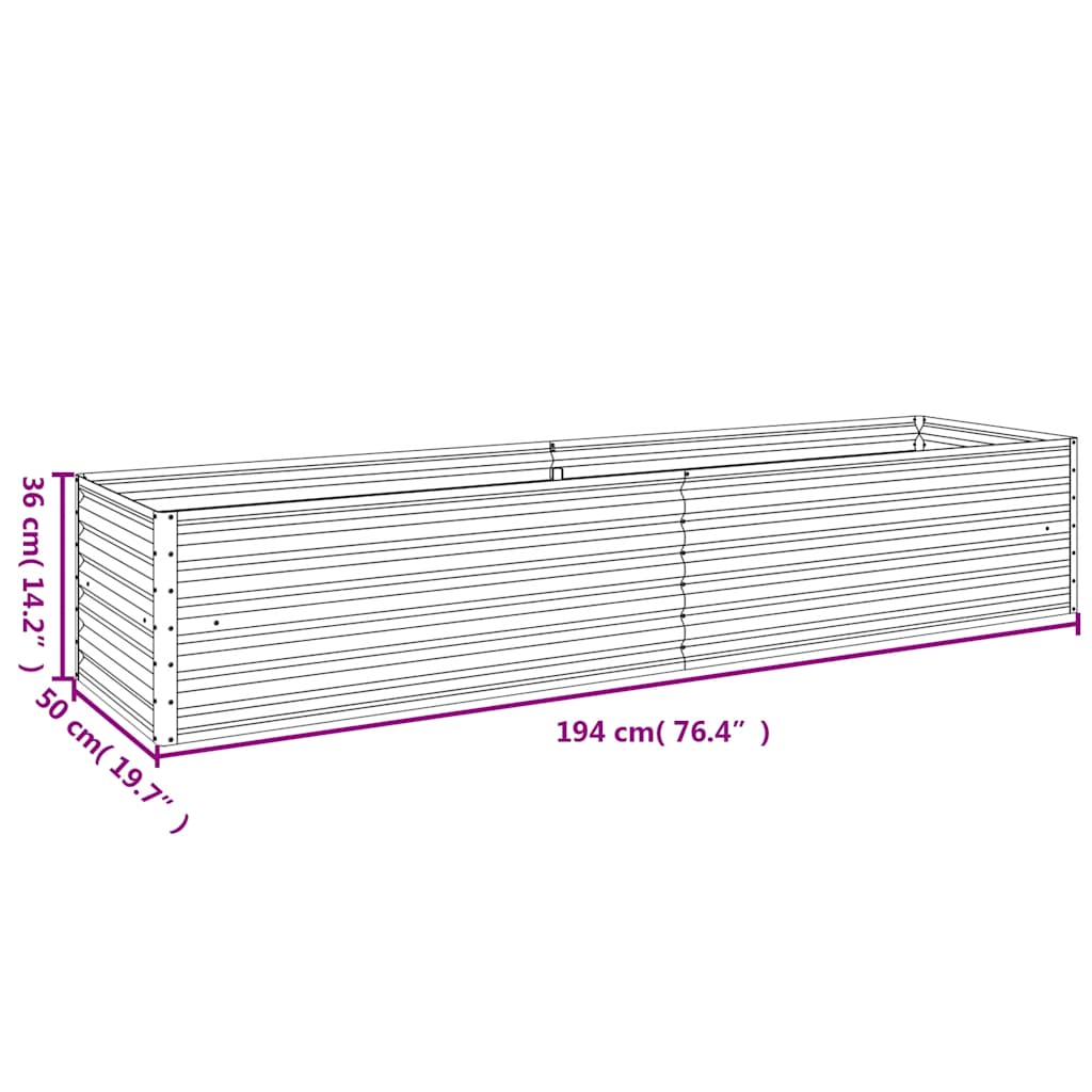 højbed til haven 194x50x36 cm cortenstål