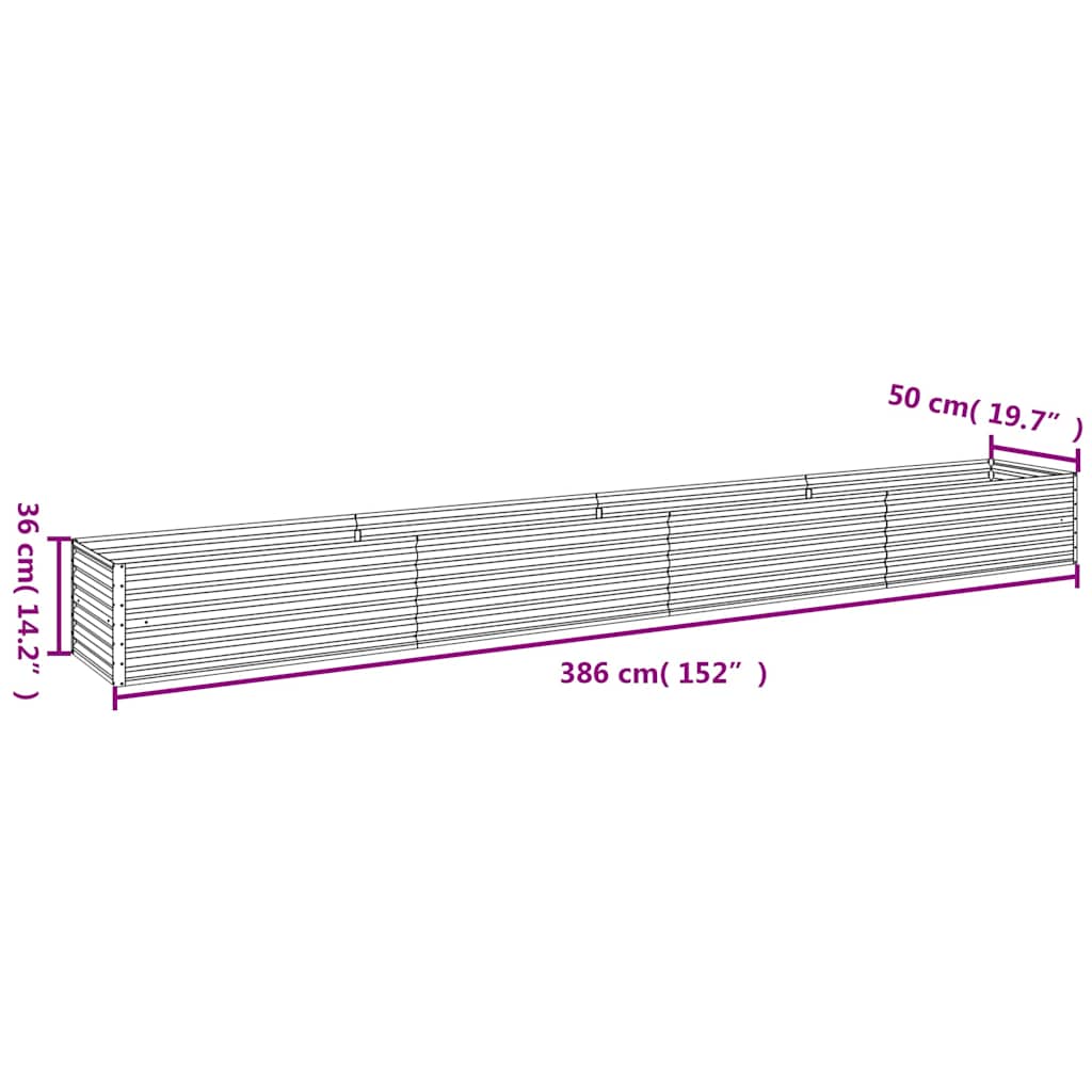 højbed til haven 386x50x36 cm cortenstål