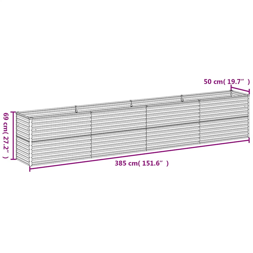 højbed til haven 385x50x69 cm cortenstål