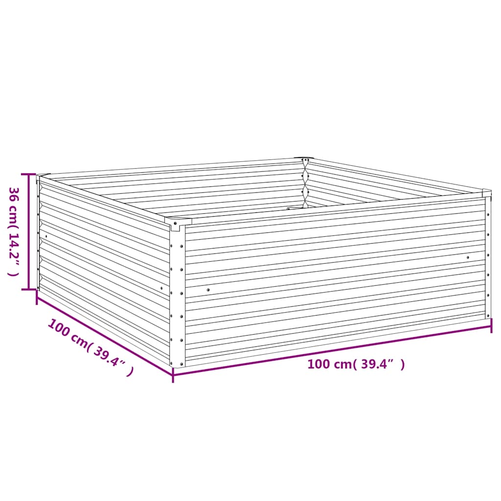 højbed 100x100x36 cm cortenstål