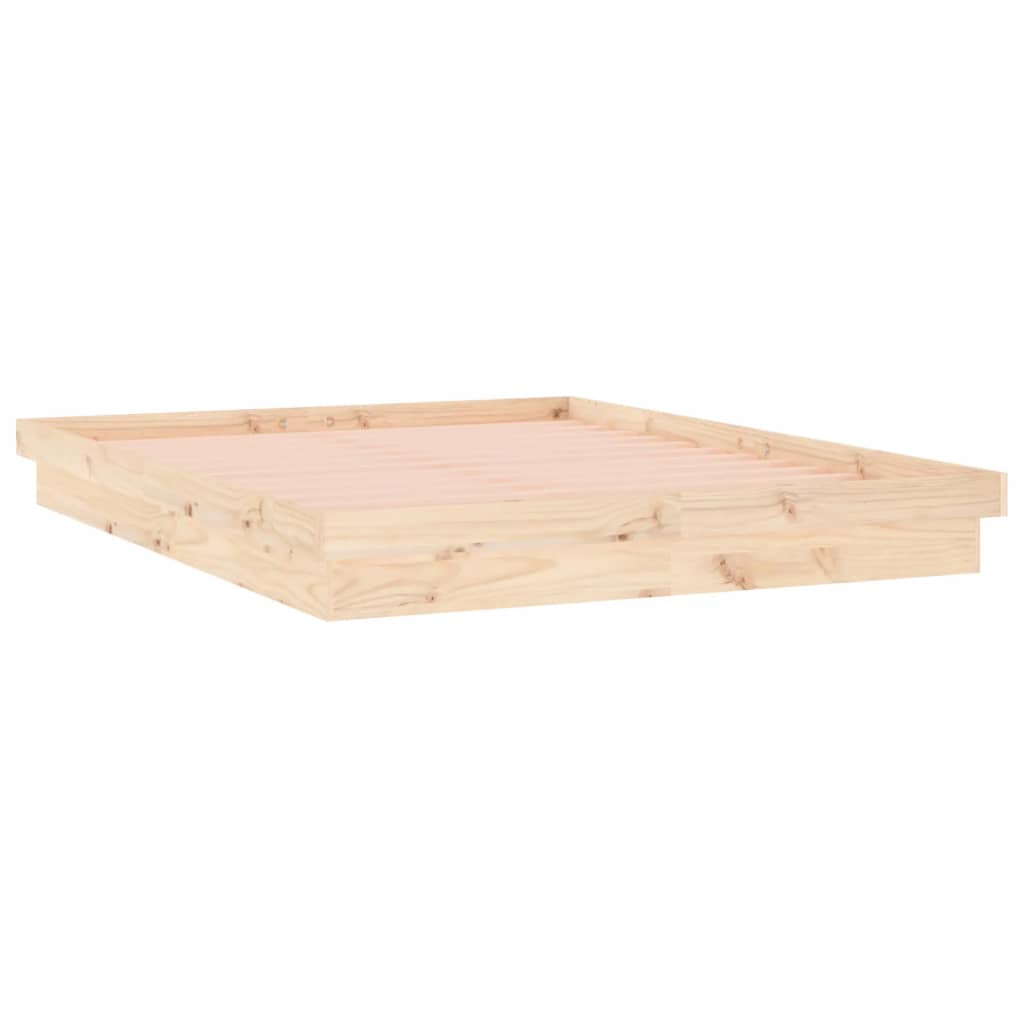 sengeramme med LED-lys 200x200 cm massivt træ