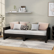 daybed med udtræk 2x(90x200) cm massivt fyrretræ sort