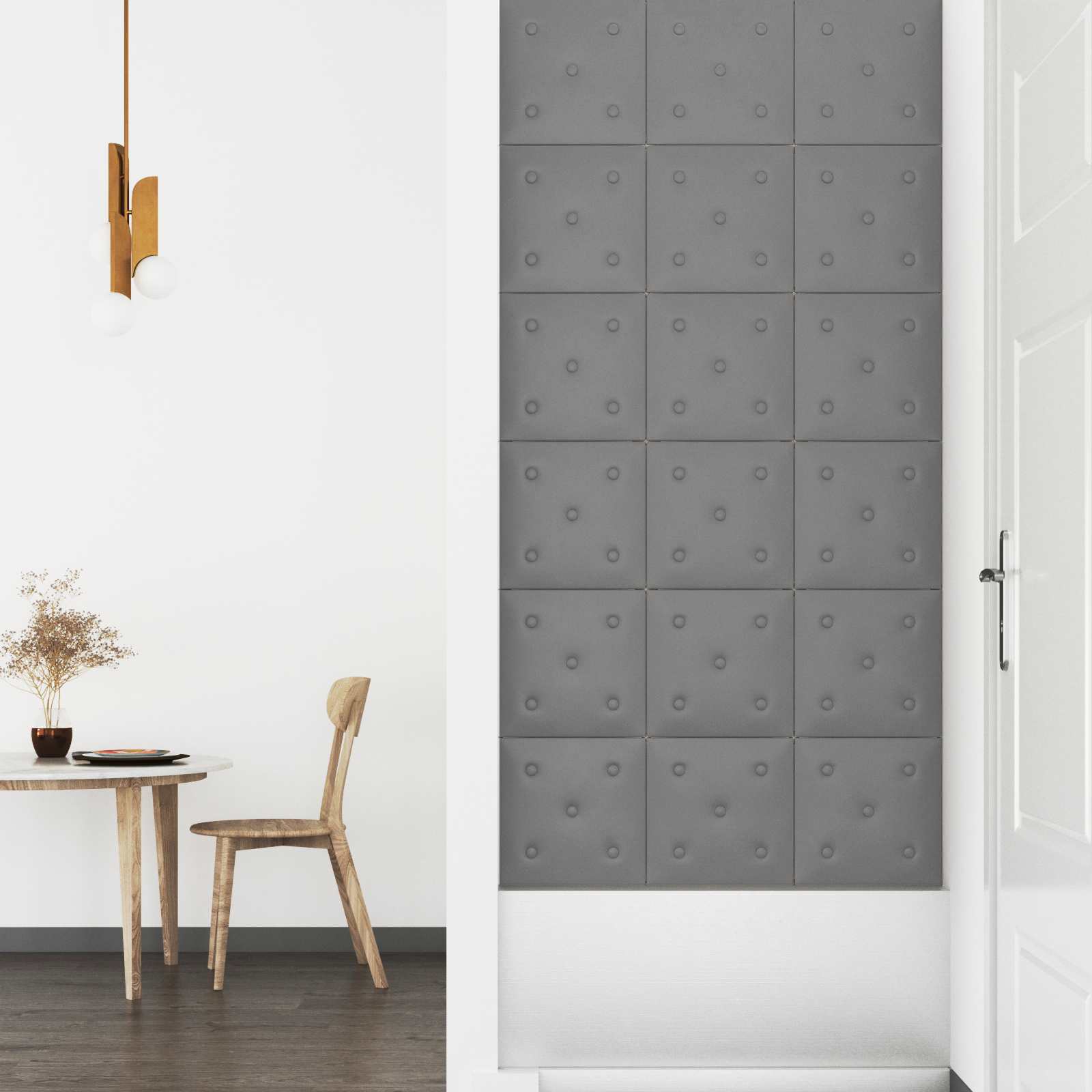 Væghovedgærde 12 pcs Grå 30 x 30 cm Faux læder
