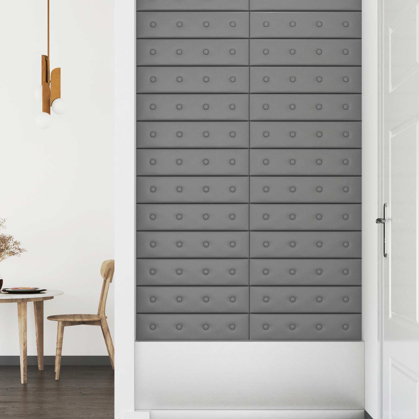 Væghovedgærde 12 pcs Grå 60 x 15 cm Faux læder
