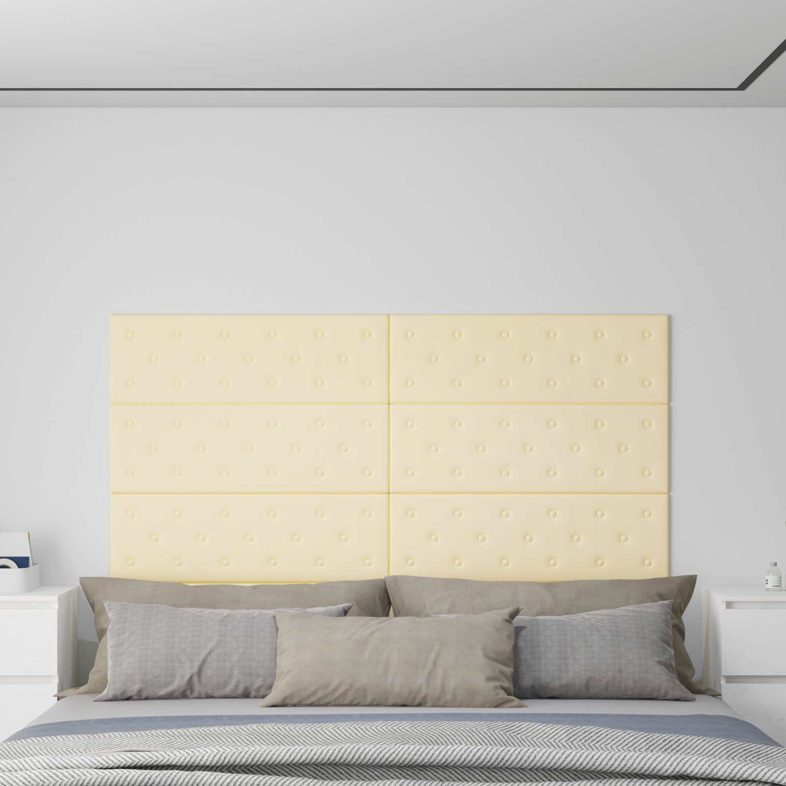 Væghovedgærde 12 pcs Creme 90 x 30 cm Faux læder