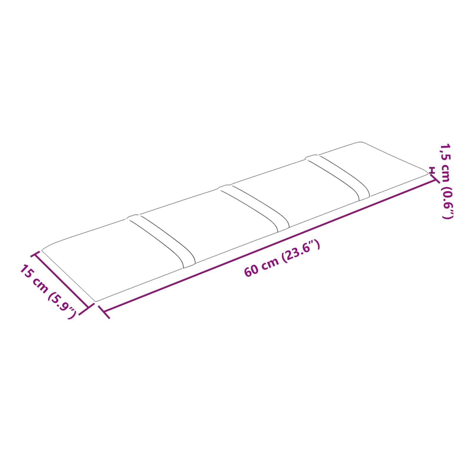 Væghovedgærde 12 pcs Brun 60 x 15 cm Fløjl