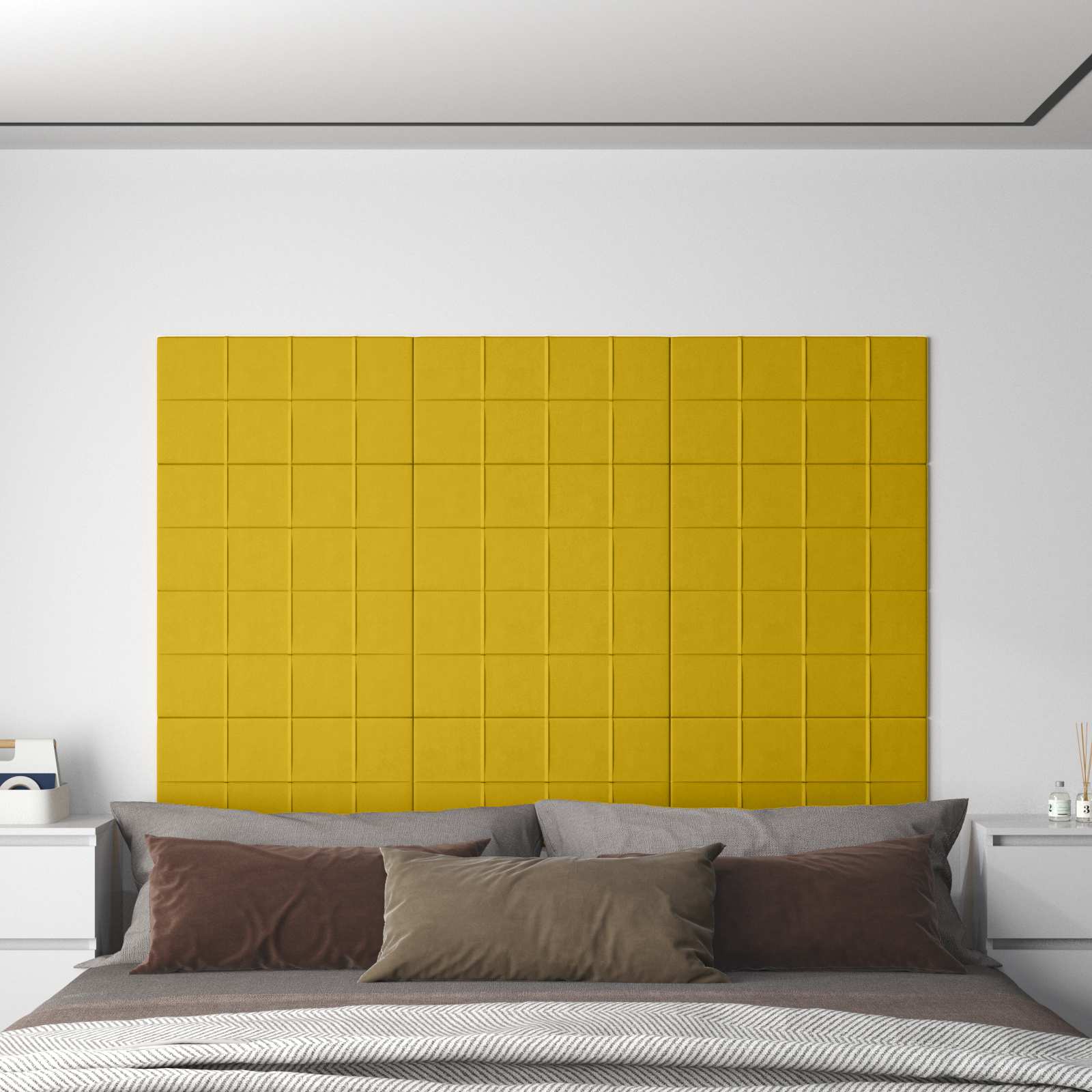 Væghovedgærde 12 pcs Gul 60 x 30 cm Fløjl