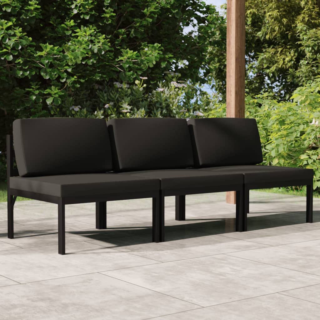 3-personers havesofa med hynder aluminium antracitgr
