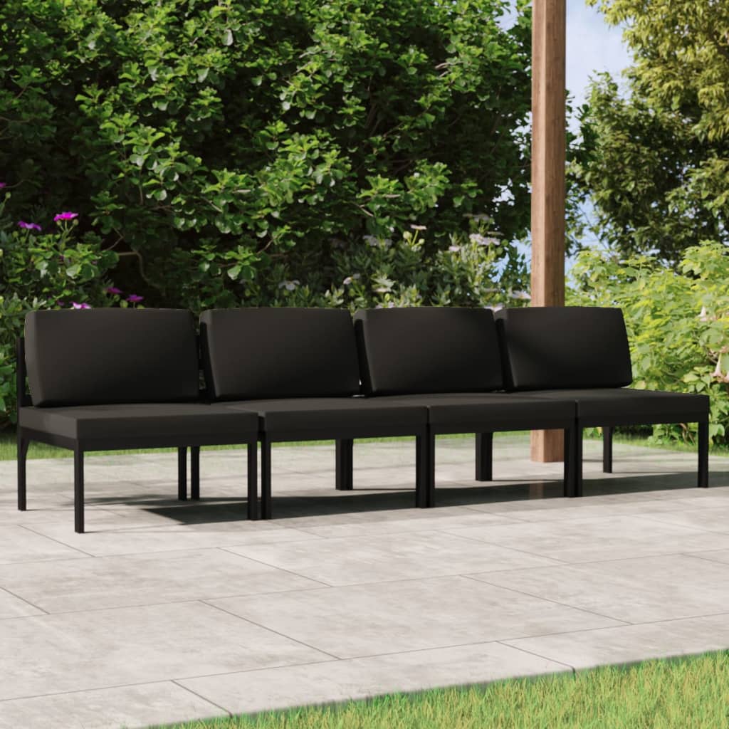 4-personers modul havesofa med hynder - aluminium, antracitgrå