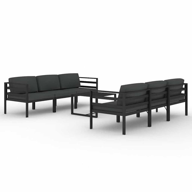 loungesæt til haven 7 dele med hynder aluminium antracitgrå