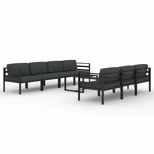 loungesæt til haven 8 dele med hynder aluminium antracitgrå