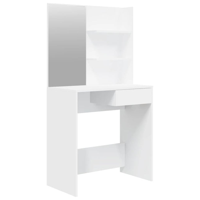 makeupbord med spejl 74,5x40x141 cm hvid