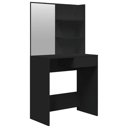 makeupbord med spejl 74,5x40x141 cm sort