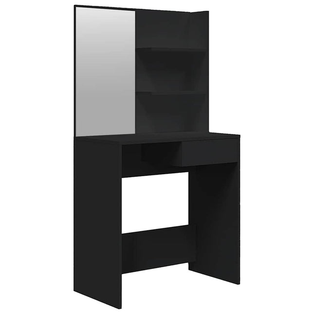 makeupbord med spejl 74,5x40x141 cm sort