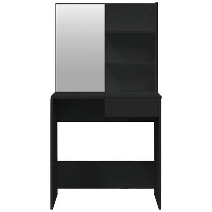 makeupbord med spejl 74,5x40x141 cm sort