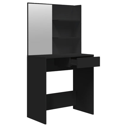makeupbord med spejl 74,5x40x141 cm sort