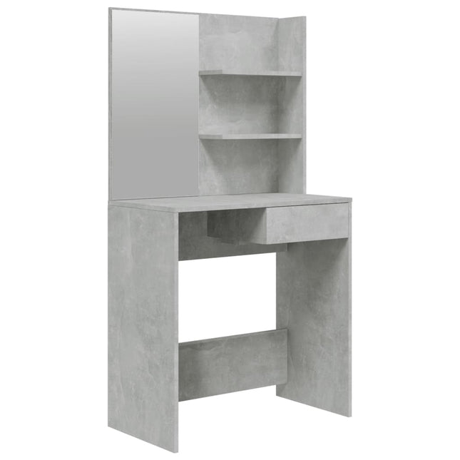 makeupbord med spejl 74,5x40x141 cm betongrå