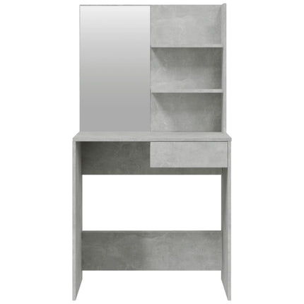 makeupbord med spejl 74,5x40x141 cm betongrå