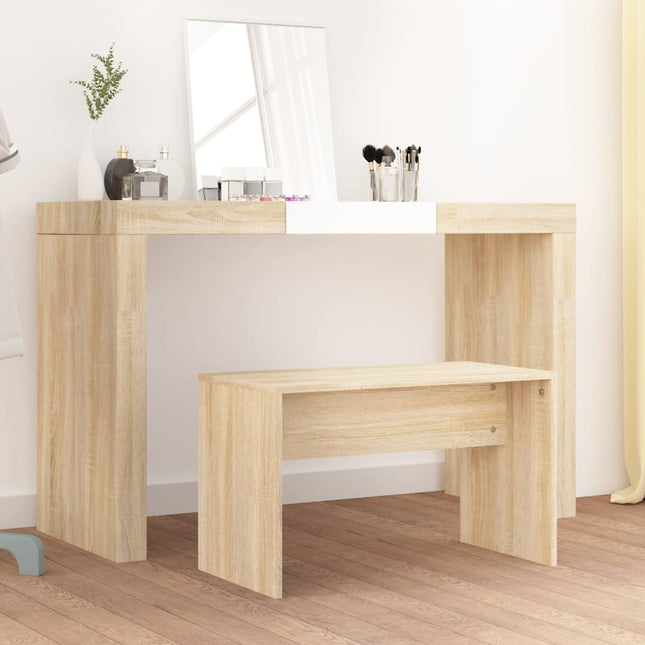 skammel til makeupbord 70x35x45 cm konstrueret træ sonoma-eg