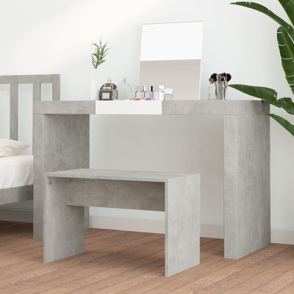 skammel til makeupbord 70x35x45 cm konstrueret træ betongrå