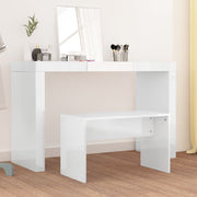 skammel til makeupbord 70x35x45cm konstrueret træ hvid højglans