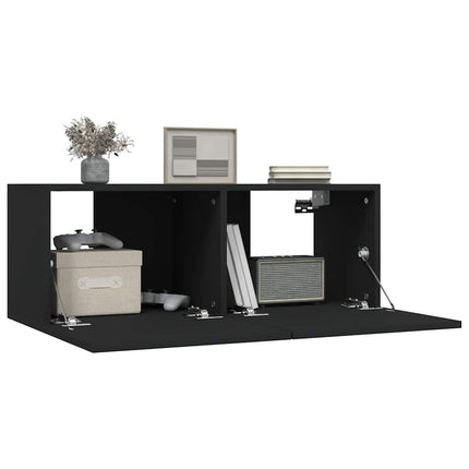 tv-borde 2 stk. 80x30x30 cm konstrueret træ sort