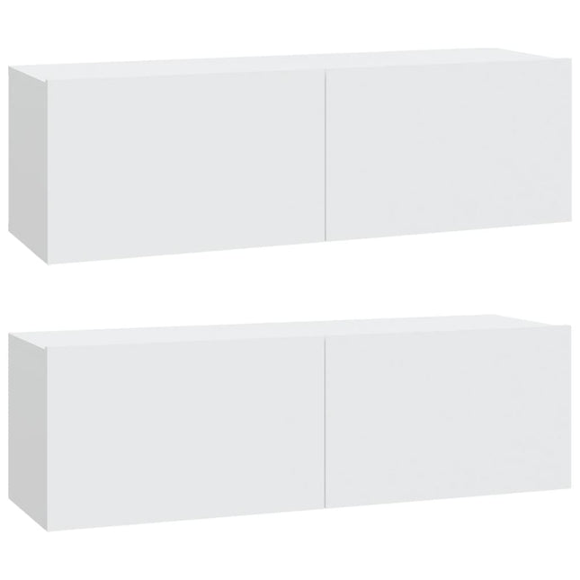 væghængte tv-skabe 2 stk. 100x30x30 cm konstrueret træ hvid