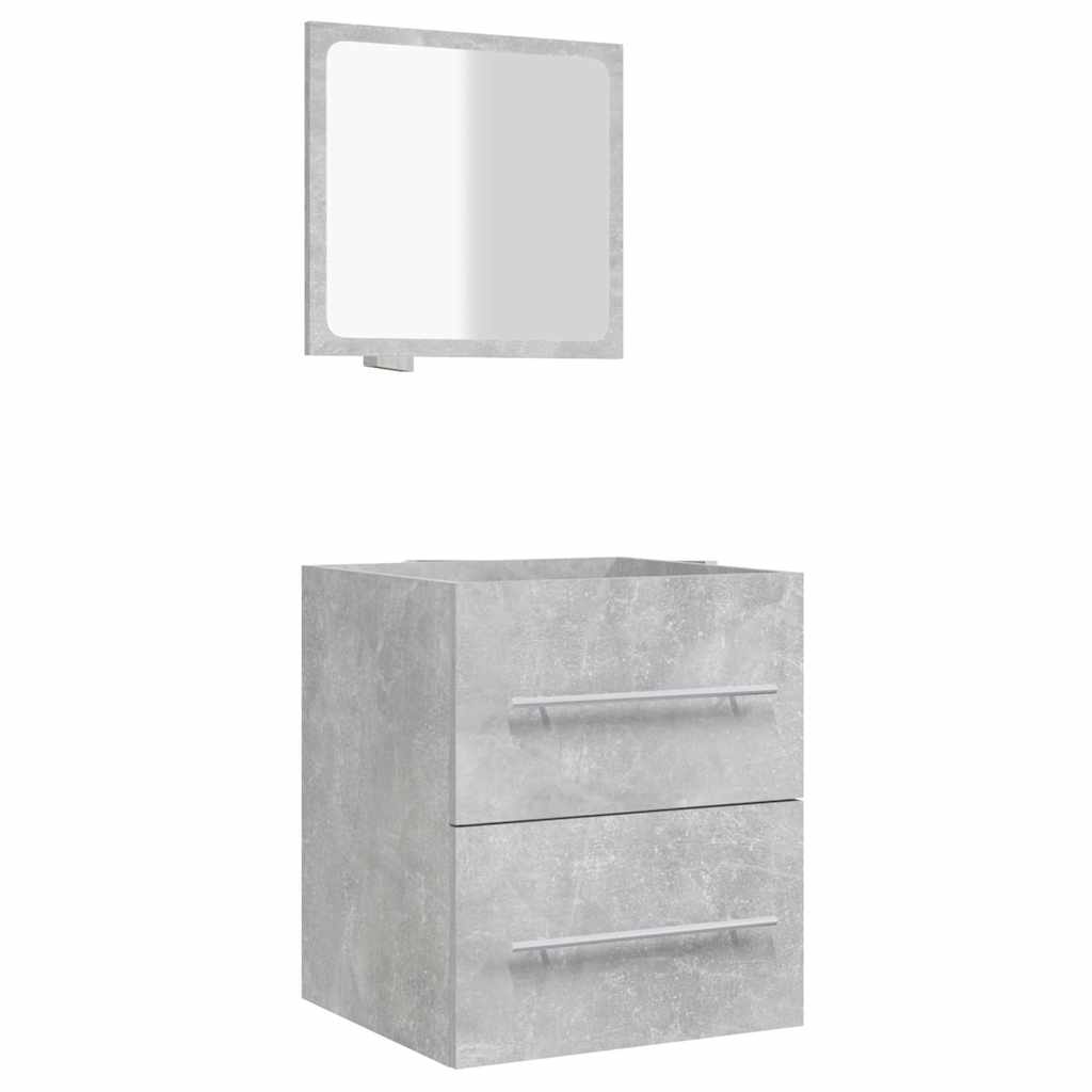 badeværelsesskab + spejl 41x38,5x48 cm konstrueret træ betongrå