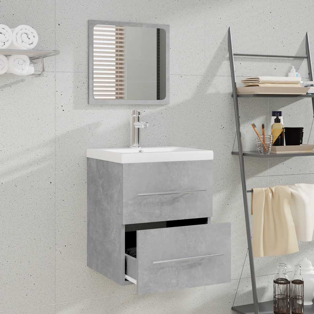 badeværelsesskab + spejl 41x38,5x48 cm konstrueret træ betongrå