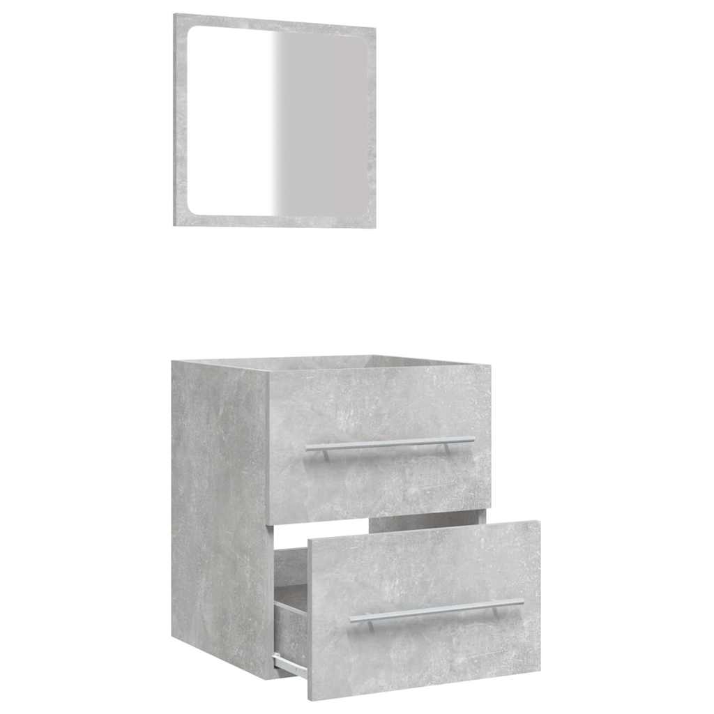 badeværelsesskab + spejl 41x38,5x48 cm konstrueret træ betongrå