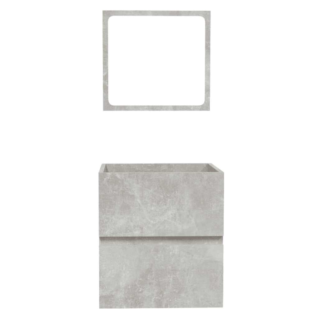 badeværelsesskab med spejl konstrueret træ betongrå