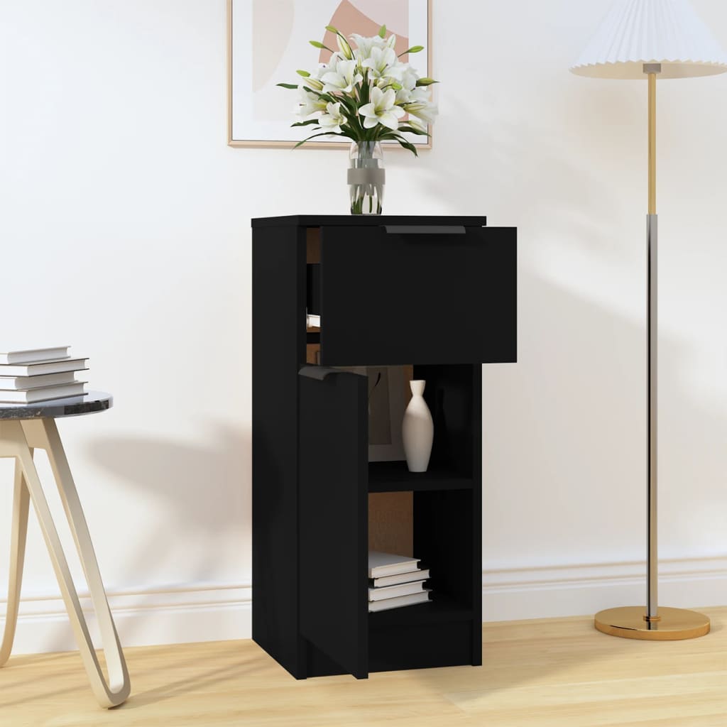 skænk 30x30x70 cm konstrueret træ sort