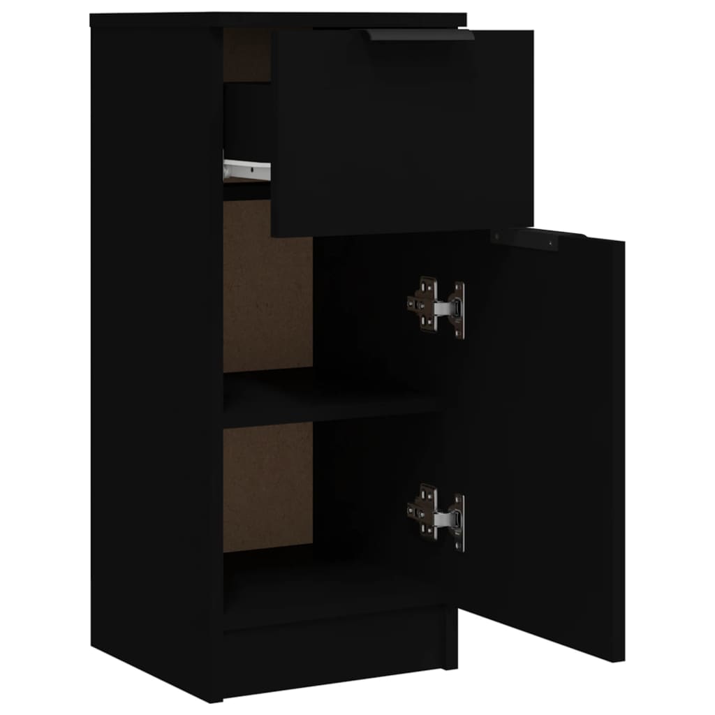 skænk 30x30x70 cm konstrueret træ sort