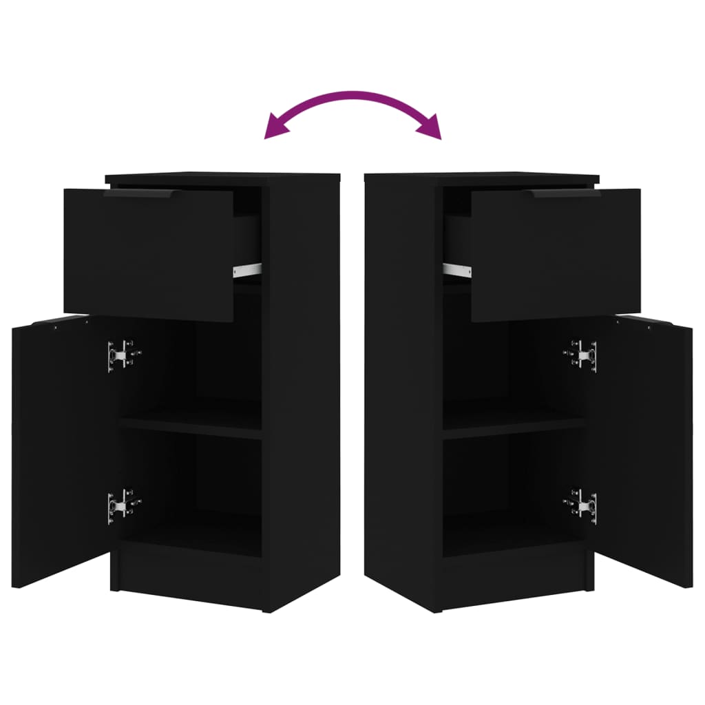 skænke 2 stk. 30x30x70 cm konstrueret træ sort