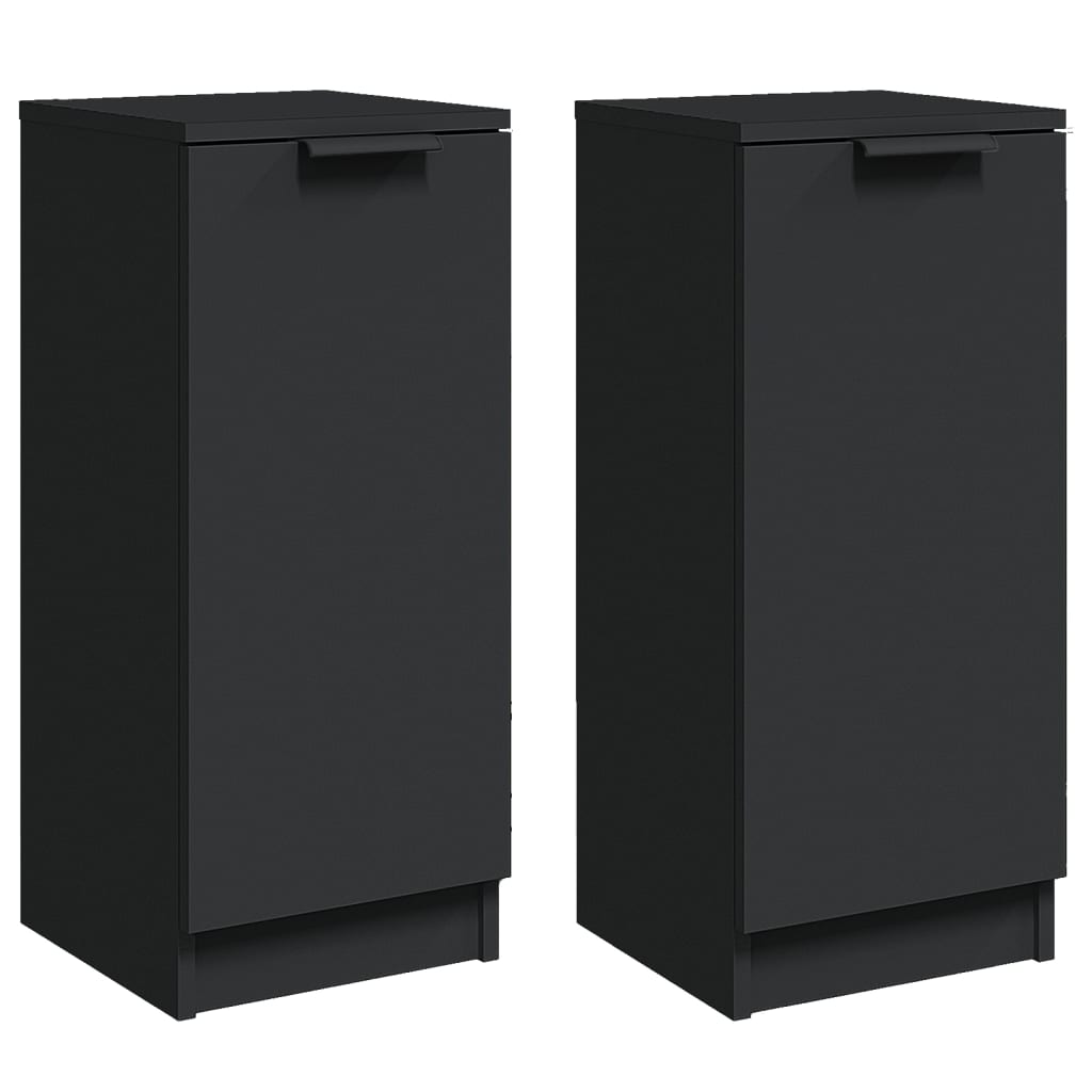skænke 2 stk. 30x30x70 cm konstrueret træ sort