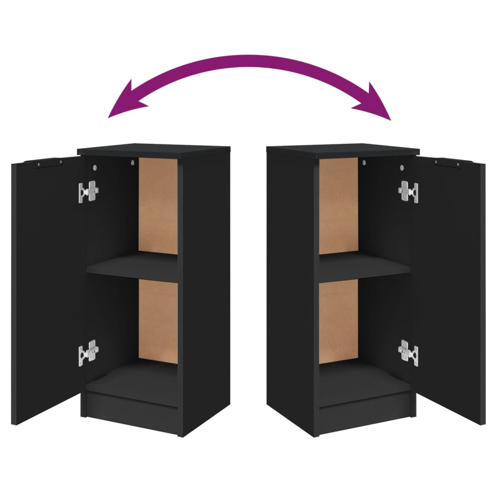 skænke 2 stk. 30x30x70 cm konstrueret træ sort