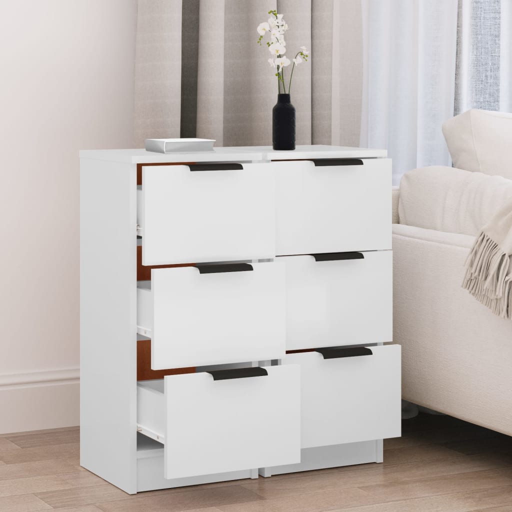 skænke 2 stk. 30x30x70 cm konstrueret træ hvid