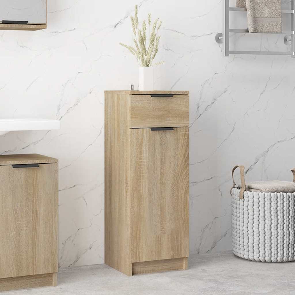 badeværelsesskab 32x33,5x90 cm konstrueret træ sonoma-eg billede