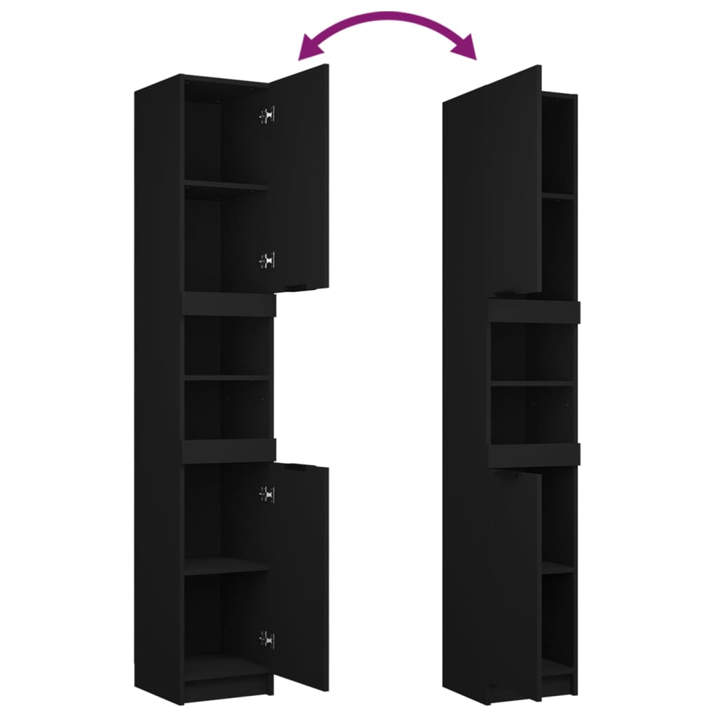 badeværelsesskab 32x34x188,5 cm konstrueret træ sort