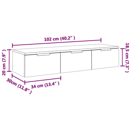 vægskab 102x30x20 cm konstrueret træ hvid