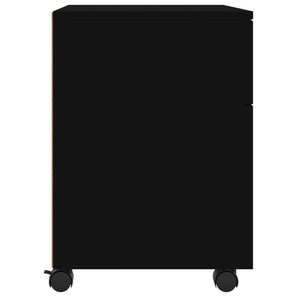 arkivskab med hjul 45x38x54 cm konstrueret træ sort