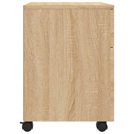 arkivskab med hjul 45x38x54 cm konstrueret træ sonoma-eg
