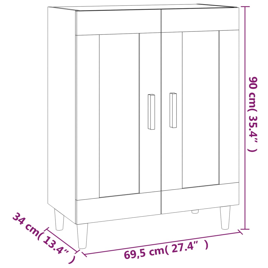 skænk 69,5x34x90 cm konstrueret træ betongrå